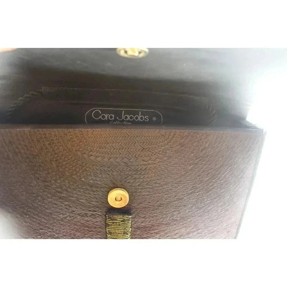 Vtg 1970 Cora Jacobs Purse Straw Mother Of Pearl Shell Clutch Envelope Bag Purse - Picture 4 of 5